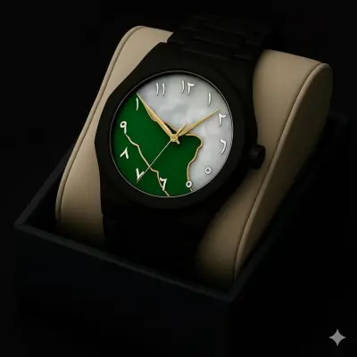 Arabic Plastic Carbon Fiber body Watch Dial Green or White Mix Colour Arabic Watch - এক পিস ব্যাটারি ফ্রি