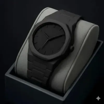 Roman Plastic Carbon Fiber body Watch Full Black Colour Roman Watch