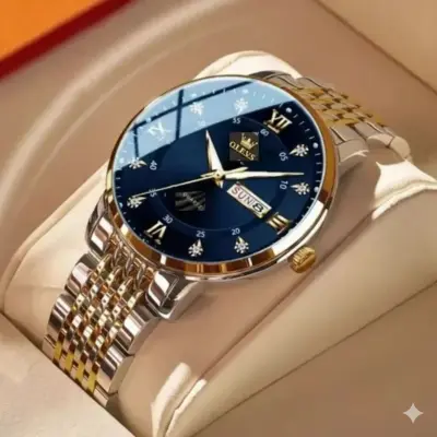 OLEVS WATCH MODEL 1020 TOTON AR DIAL BLUE COLOUR WATCH FOR MAN + এক পিস ব্যাটারি ফ্রি।