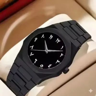 Arabic Plastic Carbon Fiber body Watch Full Black Colour Dial Stone White Arabic এক পিস ব্যাটারি ফ্রি