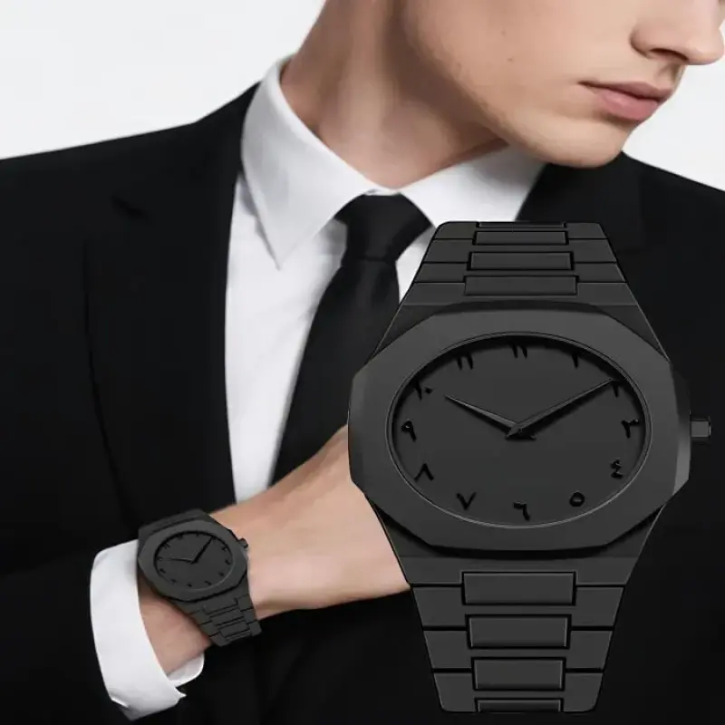 Arabic Plastic Carbon Fiber body Watch Full Black Colour Dial Arabic এক পিস ব্যাটারি ফ্রি