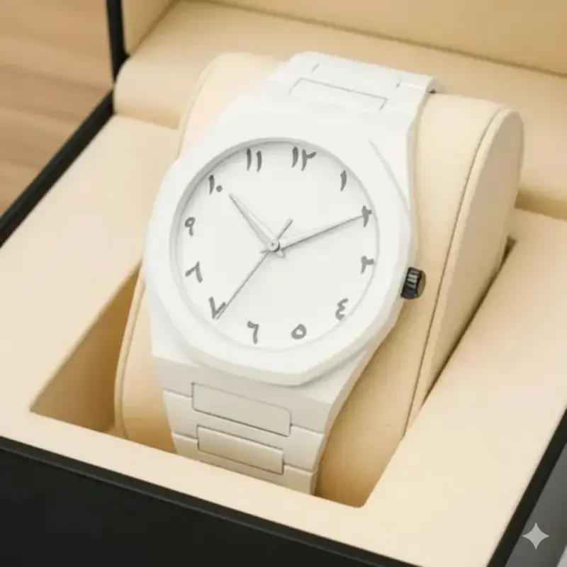 Arabic Plastic Carbon Fiber body Watch Full White Colour Dial Arabic