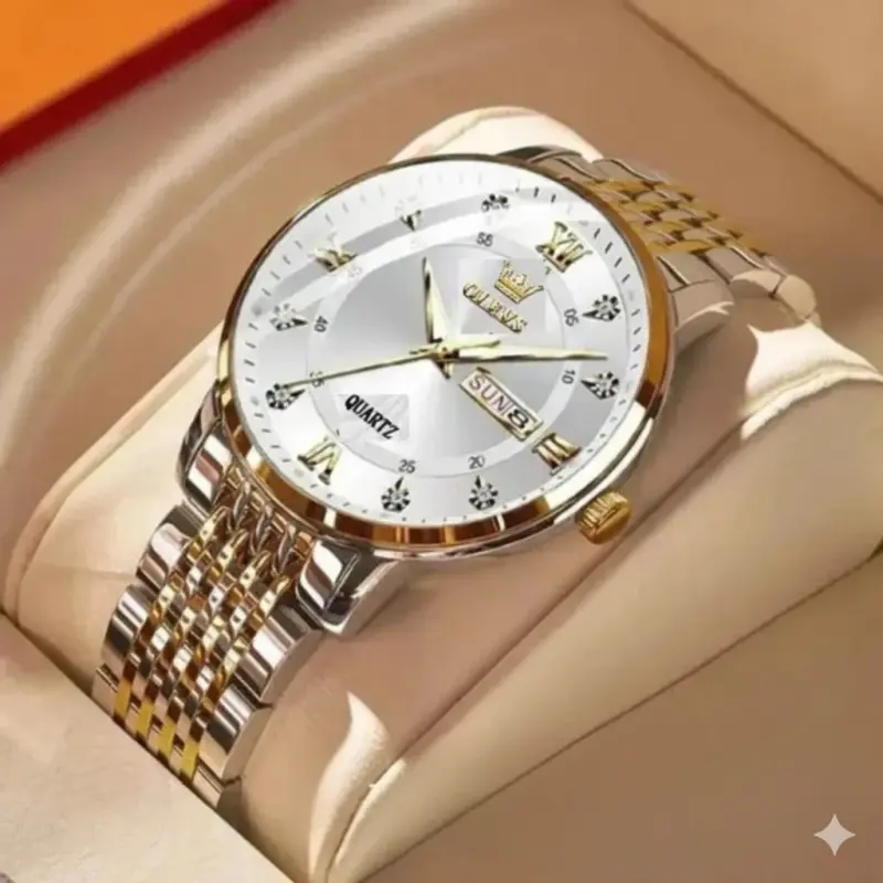 OLEVS WATCH MODEL 1020 TOTON AR DIAL WHITE COOLER WATCH FOR MAN + এক পিস ব্যাটারি ফ্রি।