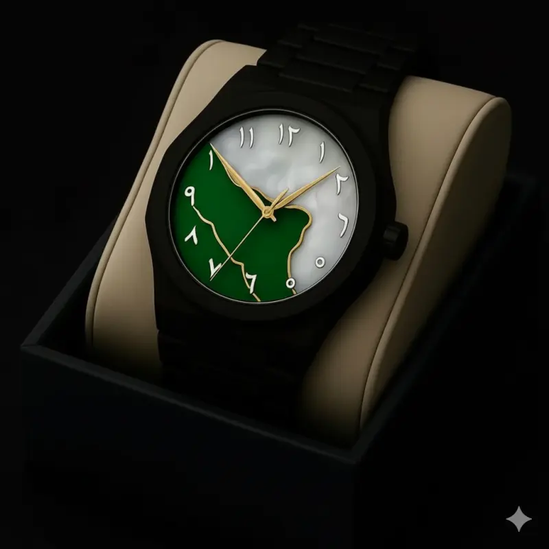 Arabic Plastic Carbon Fiber body Watch Dial Green or White Mix Colour Arabic Watch - এক পিস ব্যাটারি ফ্রি