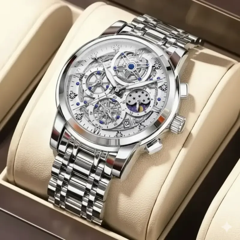 POEDAGAR WATCH MODEL 984 FULL SILVER COLOUR MAN WATCH