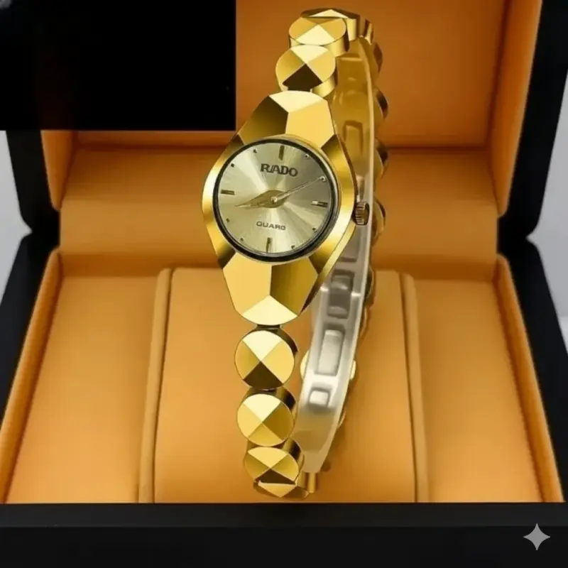 Rado Ladis Watch Model 5590 Full Golden Colour Watch Ladis + এক পিস ব্যাটারি ফ্রি।