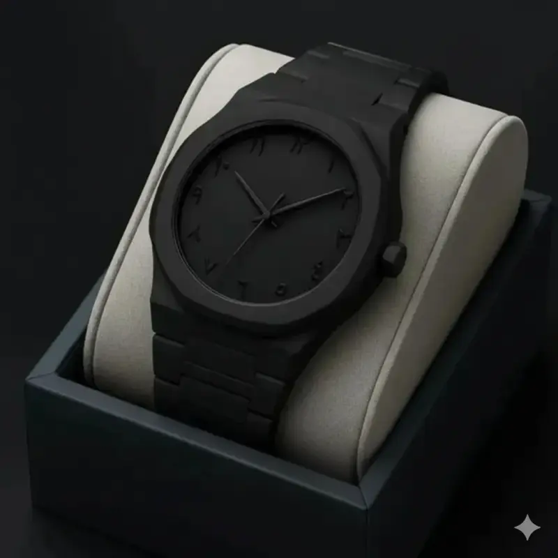 Arabic Plastic Carbon Fiber body Watch Full Black Colour Dial Arabic এক পিস ব্যাটারি ফ্রি