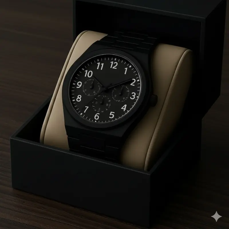 Arabic Plastic Carbon Fiber body Watch Full Black Colour Watch Dial one two three mix chornograf