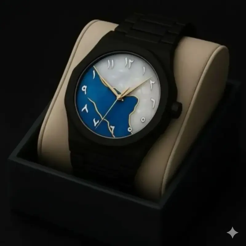 Arabic Plastic Carbon Fiber body Watch Dial Blue or White Mix Colour Arabic Watch - এক পিস ব্যাটারি ফ্রি