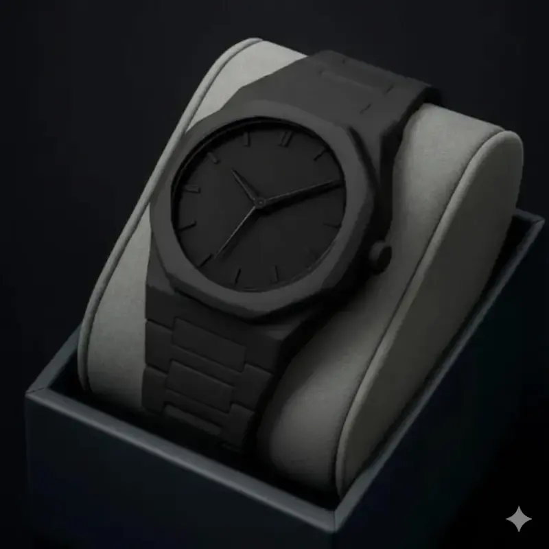 Roman Plastic Carbon Fiber body Watch Full Black Colour Roman Watch