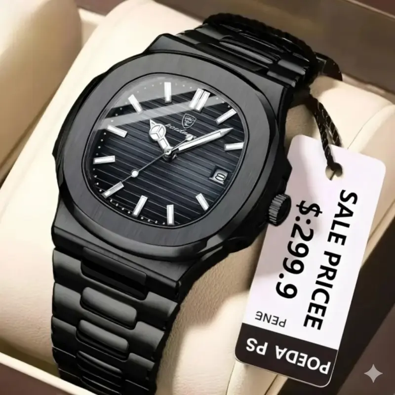 Poedagar Watch Model 613 Full Black Cooler Watch for Men এক পিস ব্যাটারি ফ্রি।