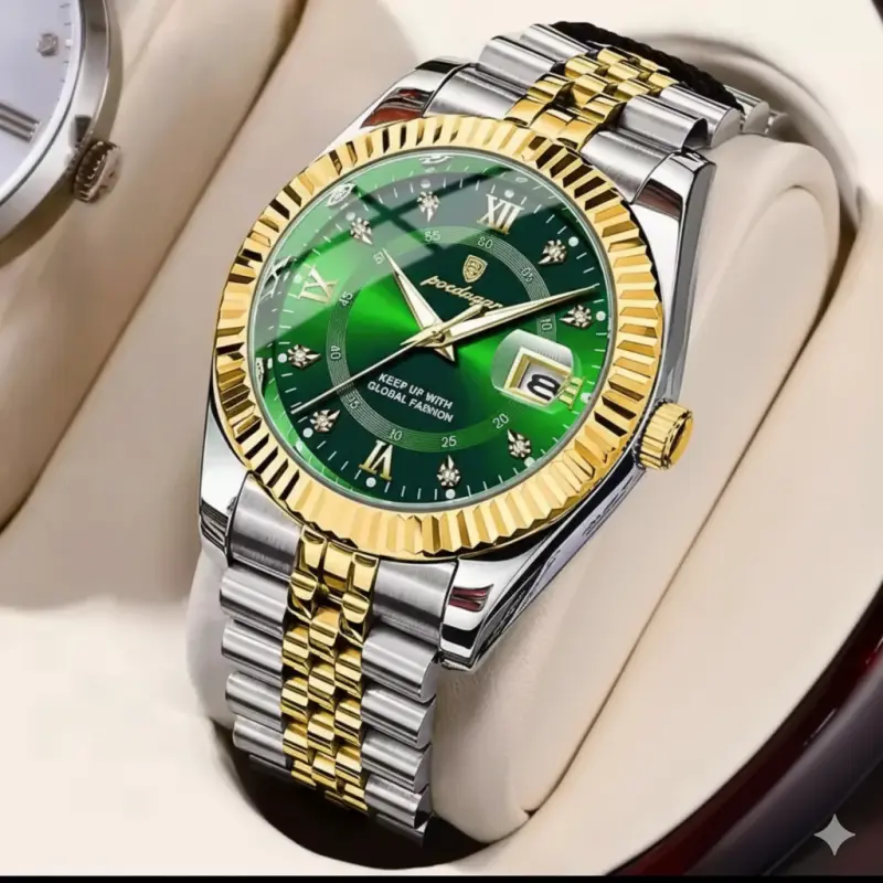 POEDAGAR WATCH MODEL 910 TOTON AR DIAL GREEN COLOUR WATCH MAN + এক পিস ব্যাটারি ফ্রি।